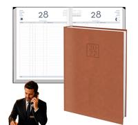 Deusto Libro de Reservas Restaurante 2027, Agenda Reservas Profesional para Hostelería, Hoteles y Cafeterías, 2 Páginas por Día para Comida, Cena, Tapa Dura, 19,5 x 26,5 cm Dietario Reservas (Marrón)