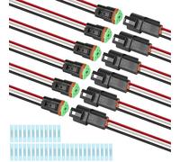 Deutsch DT - Conector de arnés de cableado de 3 pines, 6 kits, macho hembra de 2 cables, impermeable, conector eléctrico automotriz 16 AWG con tubo termorretráctil para coche, camión, barco, color