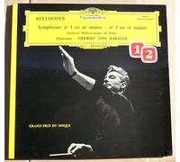 Deutsche Grammophon 138 801 - Beethoven - Symphonie n°1 en ut majeur, n°2 en ré majeur - Herbert Von Karajan - Orchestre Philharmonique - Très belle pochette ouvrante - Disque Vinyle LP 33 tours (et non CD)