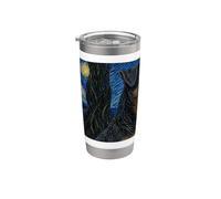 Deutscher Jagdterrier Perro Van Gogh Noche estrellada Vaso térmico de acero inoxidable de doble pared