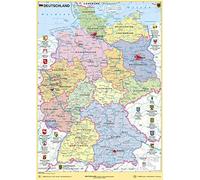 Deutschland politisch mit Bundesländerwappen: umweltfreundliches Lernposter