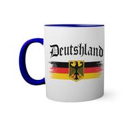 deutshland football fussball coat of arms Taza de color azul oscuro con mango a juego 330ml