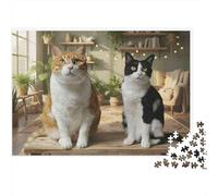 Deux Chats Dans UNE Chambre Confortable Puzzles 1000 Pieces Picture Puzzle Pet for Adults Décoration Murale Tableau Décoratif 52x38cm/1000pcs