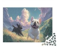 Deux chiots courant Sur la Colline Puzzles 1000pcs Picture Puzzle Faune Sauvage for Teenagers Activité De Détente Jeu Éducatif 70x50cm/1000pcs