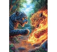 Deux Grands félins Dans le Jardin de feu Rompecabezas 500 Piezas Cartón para Mayores Mitos Animal Planta para Ocupar Tiempo Actividad Antiestrés Decoración Mural Mejor Valorado 500 PCS