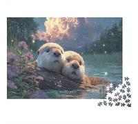 Deux loutres Sur le Bois au crépuscule 1000 Piece Picture Puzzle Adults and Children Faune Sauvage Cadeau Idéal Activité Relaxante Tableau Décoratif 52x38cm/1000pcs
