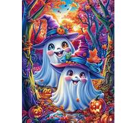 Deux sorcières la Nuit d'Halloween Puzzle 1000 Piezas Papel Adolescentes Mitos Animal Planta Actividad Días Libres Actividad Mente Colección Rompecabezas Regalo Creativo 1000 PCS