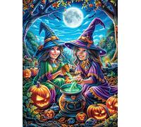 Deux sorcières la Nuit d'Halloween Rompecabezas 1000 Piezas Cartón para Niños Mayores 14 Años Mitos fantásticos Cuento De Hadas Noches De Cita Antiestrés Pack Completo Detalle Único Original 1000 PCS
