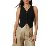 DeuYeng Chaleco de punto sin mangas para mujer, cuello en V, con botones, ligero, sin mangas, chaleco, Negro, S