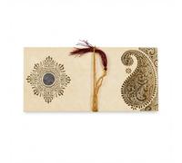 DEV SANKET Ivory & Gold Fold-Open Shagun Money Envelopes with Tassel for Cash, Gift Cards, Weddings & Festivals - Pack of 5