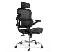 DEVAISE Silla de Oficina Ergonómica, Silla Ergonomica Escritorio con Reposacabezas 3D Ajustable, Reposabrazos Regulables, Respaldo Transpirable y Soporte Lumbar para Home Office, Negro