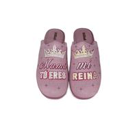 DeValverde Pantuflas de Casa con Corona 'Mamá Tu Eres Reina', Rosa, Tela Suave, Zapatillas de Interior Decorativas para Mujer (Rosa, Sistema tallas calzado EU, Adulto, Mujer, Números, mediano, 38)