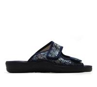 DeValverde - Zapatilla de casa,Ancho Especial,Cierre Adhesivo,Destalonada,Dedos Fuera,Antideslizante,Tela,Zueco para: Mujer Color: Marino Talla:38