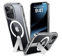 DEVASO Funda Magnética iPhone 12/12 Pro con Metal Kickstand, Compatible con MagSafe, Carcasa Protección Militar de Invisible Ajustable Soporte, Protección la Antigolpes Carcasa, Transparente