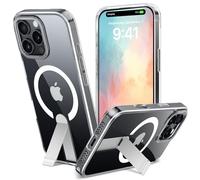 DEVASO Funda Magnética iPhone 16 Pro MAX con Metal Kickstand, Compatible con MagSafe, Carcasa Protección Militar de Invisible Ajustable Soporte, Protección la Antigolpes Carcasa, Transparente