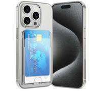 DEVASO Funda para iPhone 15 Pro MAX con Tarjetero, Transparente Silicona Cuatro Esquinas Anti-Caídas TPU de Cartera para Porta Tarjetas Carcasa Airbag Anti Arañazos Case para 2 Tarjetero
