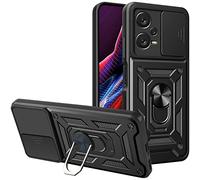 DEVASO Funda para Poco X5 5G / Redmi Note 12 5G, Protección de Cámara Carcasa Antigolpes Armor Silicone Armor Carcasa con 360 Anillo Soporte PC Silicona TPU Bumper Antigolpes Case, Negro