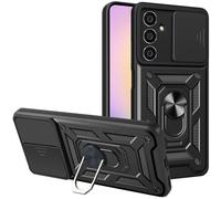 DEVASO Funda para Samsung Galaxy A25 5G, Protección de Cámara Carcasa Antigolpes Armor Silicone Armor Carcasa con 360 Anillo Soporte PC Silicona TPU Bumper Antigolpes Case, Negro