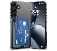 DEVASO Funda para Samsung Galaxy S25 Plus con Tarjetero, Transparente Silicona Cuatro Esquinas Anti-Caídas TPU de Cartera para Porta Tarjetas Carcasa Airbag Anti Arañazos Case para 2 Tarjetero