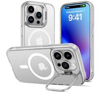 DEVASO Funda Soporte para iPhone 14 Pro, Compatible con MagSafe, Magnética Carcasa con Soporte de Cámara Ajustable Incorporado Translúcido Mate Grado Militar Antigolpes Resistente Caso, Transparente