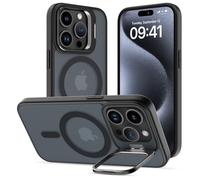 DEVASO Funda Soporte para iPhone 15 Pro, Compatible con MagSafe, Magnética Carcasa con Soporte de Cámara Ajustable Incorporado Translúcido Mate Grado Militar Antigolpes Resistente Caso, Negro