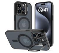 DEVASO Funda Soporte para iPhone 15 Pro MAX, Compatible con MagSafe, Magnética Carcasa con Soporte de Cámara Ajustable Incorporado Translúcido Mate Grado Militar Antigolpes Resistente Caso, Negro