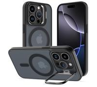 DEVASO Funda Soporte para iPhone 16 Pro, Compatible con MagSafe, Magnética Carcasa con Soporte de Cámara Ajustable Incorporado Translúcido Mate Grado Militar Antigolpes Resistente Caso, Negro