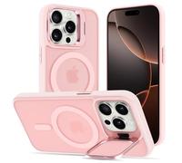 DEVASO Funda Soporte para iPhone 16 Pro MAX, Compatible con MagSafe, Magnética Carcasa con Soporte de Cámara Ajustable Incorporado Translúcido Mate Grado Militar Antigolpes Resistente Caso, Rosa