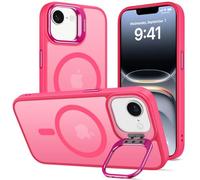 DEVASO Funda Soporte para iPhone 16e, Compatible con MagSafe, Magnética Carcasa con Soporte de Cámara Ajustable Incorporado Translúcido Mate Grado Militar Antigolpes Resistente Caso,Rosa Vivo