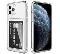 DEVASO Transparente Silicona Funda para iPhone 11 Pro con Tarjetero Cuatro Esquinas Anti-Caídas TPU de Cartera para Porta Tarjetas Carcasa Airbag Anti Arañazos Case