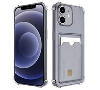 DEVASO Transparente Silicona Funda para iPhone 12 con Tarjetero Cuatro Esquinas Anti-Caídas TPU de Cartera para Porta Tarjetas Carcasa Airbag Anti Arañazos Case