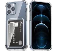 DEVASO Transparente Silicona Funda para iPhone 12 Pro con Tarjetero Cuatro Esquinas Anti-Caídas TPU de Cartera para Porta Tarjetas Carcasa Airbag Anti Arañazos Case