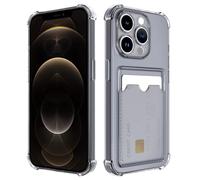 DEVASO Transparente Silicona Funda para iPhone 12 Pro MAX con Tarjetero Cuatro Esquinas Anti-Caídas TPU de Cartera para Porta Tarjetas Carcasa Airbag Anti Arañazos Case
