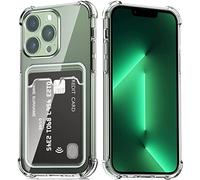 DEVASO Transparente Silicona Funda para iPhone 13 Pro con Tarjetero Cuatro Esquinas Anti-caídas TPU de Cartera para Porta Tarjetas Carcasa airbag Anti arañazos Case