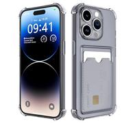 DEVASO Transparente Silicona Funda para iPhone 14 Pro MAX con Tarjetero Cuatro Esquinas Anti-Caídas TPU de Cartera para Porta Tarjetas Carcasa Airbag Anti Arañazos Case