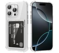 DEVASO Transparente Silicona Funda para iPhone 16 Pro con Tarjetero Cuatro Esquinas Anti-Caídas TPU de Cartera para Porta Tarjetas Carcasa airbag Anti Arañazos Case