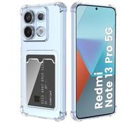 DEVASO Transparente Silicona Funda para Redmi Note 13 Pro 5G con Tarjetero Cuatro Esquinas Anti-Caídas TPU de Cartera para Porta Tarjetas Carcasa Airbag Anti Arañazos Case