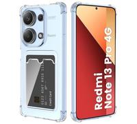 DEVASO Transparente Silicona Redmi Note 13 Pro 4G/Poco M6 Pro 4G con Tarjetero Cuatro Esquinas Anti-Caídas TPU de Cartera para Porta Tarjetas Carcasa Airbag Anti Arañazos Case