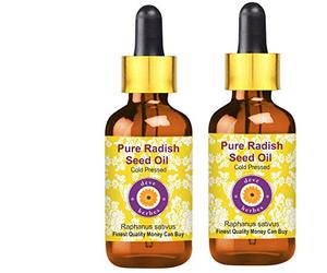 Deve Herbes Aceite de semilla de rábano puro (Raphanus sativus) no pegajoso, no grasoso, para piel, cabello, masaje y uso de bricolaje, 100 ml x 2 con gotero de vidrio