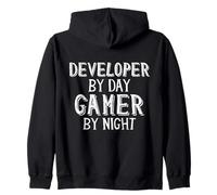 Developer by Day Gamer by Night Software Coding Game Dev Sudadera con Capucha
