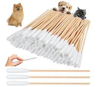 Devenirriche Bastoncillos de algodón para limpiar orejas de perro, bastón de algodón de 15 cm de largo, bastoncillos de limpieza de orejas de mascotas, bastoncillos de algodón para limpiar orejas de