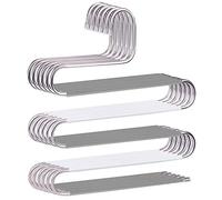 Devesanter Paquete de 6 Perchas Antideslizantes en Forma de S para Pantalones, de Acero Inoxidable, Organizador de Almacenamiento para Pantalones, Jeans, Bufandas, Color Gris y Blanco