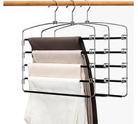 devesanter Perchas antideslizantes para pantalones, ahorran espacio, de acero inoxidable, para colgar pantalones, vaqueros, bufandas, color negro (paquete de 3)