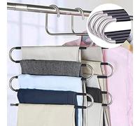 devesanter Perchas Antideslizantes para Pantalones, ahorran Espacio, Paquete de 4 Perchas en Forma de S, Perchas de Acero Inoxidable, Organizador de Almacenamiento para Pantalones, Jeans, Bufandas,
