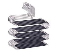 devesanter Perchas antideslizantes para pantalones, ahorro de espacio, 6 unidades, en forma de S, de acero inoxidable, bufandas, para colgar en color negro