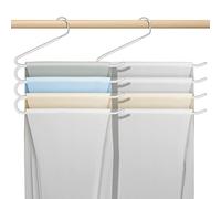 devesanter Perchas antideslizantes para pantalones que ahorran espacio, de acero inoxidable, para colgar pantalones, vaqueros, bufandas (paquete de 3), color gris