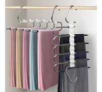 devesanter perchas para pantalones perchas para ropa ahorran espacio juego de 2 piezas antideslizantes plegables multiperchas para pantalones, bufandas, jeans, ropa, toallas (negro con 10 clips)