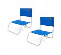 DEVESSPORT 2X Sillas de Playa Baja Plegable Kohala - Estructura de Acero y Tejido Poliéster 600D de Alta Resistencia - Color Azul - 45x45x45cm