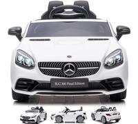 DEVESSPORT Coche Eléctrico Infantil Mercedes SLC 300 12V | con Mando, Faros LED, Música, USB y Apertura de Puertas - para Niños de 3 a 6 Años (Blanco)