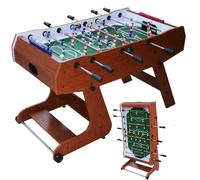 DEVESSPORT Futbolín de Madera Robusto Plegable | con Retorno de Bolas, 3 Balones y Marcadores Deslizantes | Jugadores Azul y Rojo | Fácil Montaje y Ahorro de Espacio - 136.5 x 71 x 86 cm